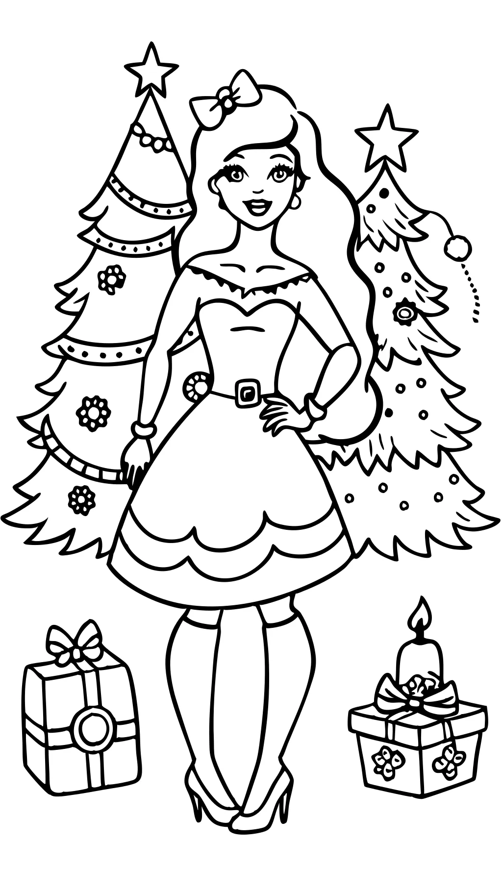 Paginas para colorear de Navidad de Barbie